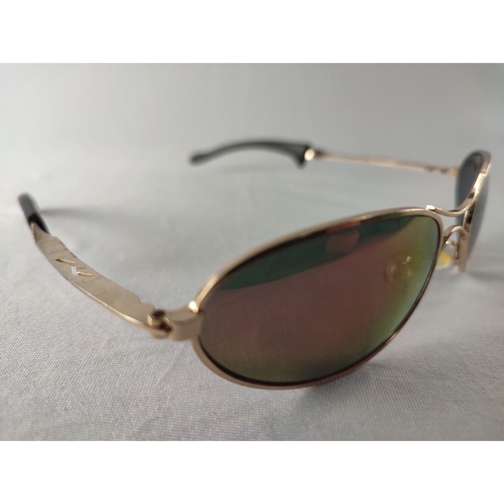 BrandX Part Fifteen Gold Mirror Wrap Sunglasses Worn Spring Hinge AS-IS